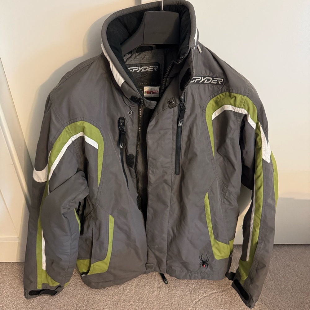 Spyder Men's Charcoal and Lime Ski Jacket